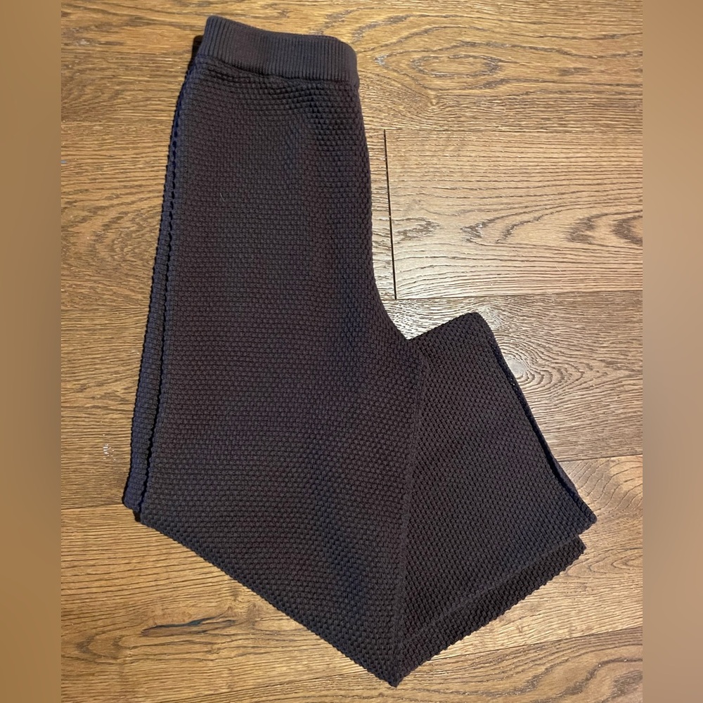 Free People Beach Chocolate Brown Knit Cropped Wide Leg Pants. Size S
